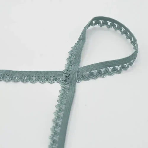 Elastne kumm pitsi äärega tuhm roheline 13 mm