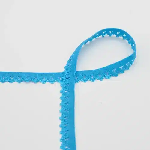 Elastne kumm pitsi äärega türkiis 13 mm