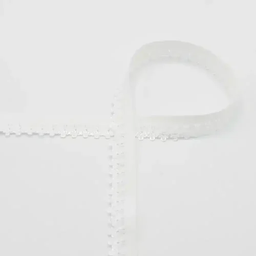 Elastne kumm pitsi äärega valge 13 mm