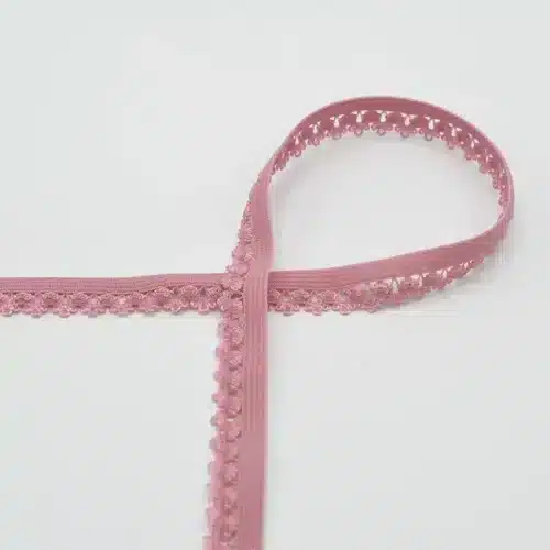 Elastne kumm pitsi äärega vanaroosa 13 mm