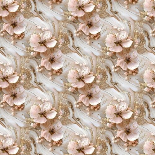 Dressikangas lilleõied ja roosa marmor digital print