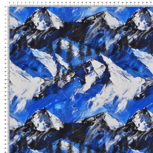 Dressikangas mäed sinine, must ja valge digital print