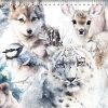 Dressikangas lumeleopard, linnuke, hirv ja hunt digital print