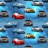Trikotaaž autod sinisel põhjal digital print