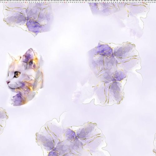 Dressipaneel valge kass, lilla ja kuldsega 80x180 cm digital print